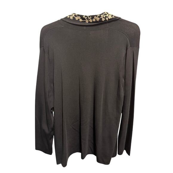 Dane Lewis Black Cardigan White Embroidered Floral Women's Plus Size 3X - Picture 7 of 9